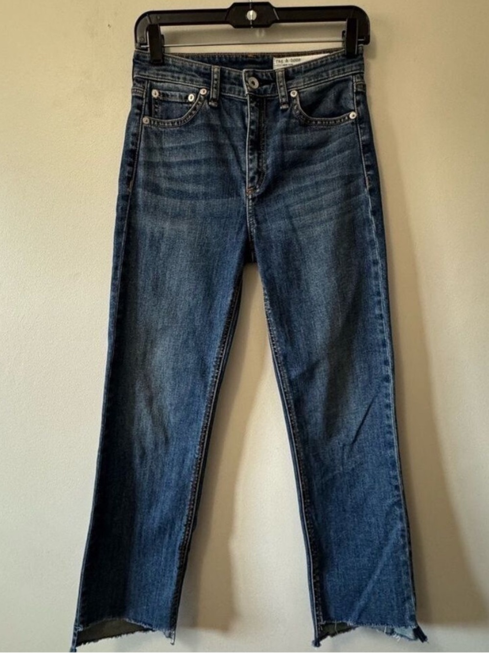 rag & bone Ryan Straight Ankle Leg Jeans Raw High Low Hem SZ 25